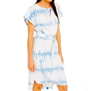 INC Women's Chambray Tie-dye Scoop-neck One-pocket Belted Shift Dress